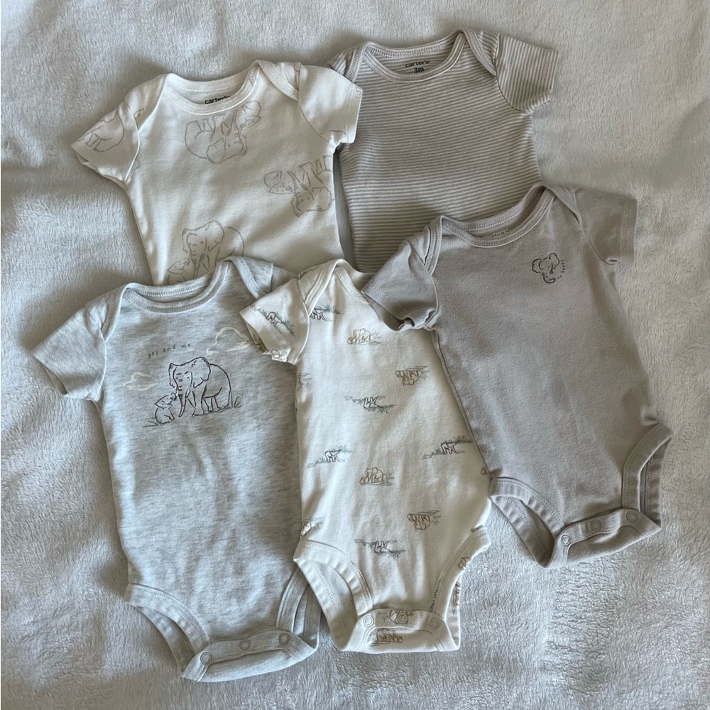 Carter's Gray and Cream Baby Bodysuit Set